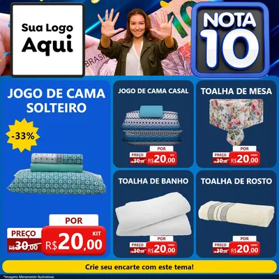 Modelo de Rede Social para Feed Facebook com o tema Nota 10 para Cama, Mesa e Banho