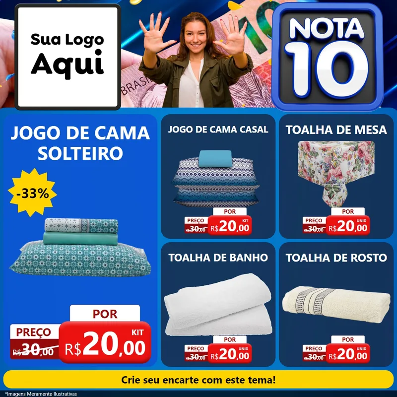 Modelo de Rede Social para Feed Facebook com o tema Nota 10 para Cama, Mesa e Banho