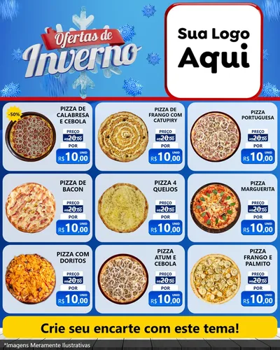 Modelo de Rede Social para Feed Instagram com o tema Ofertas de Inverno para Pizzaria