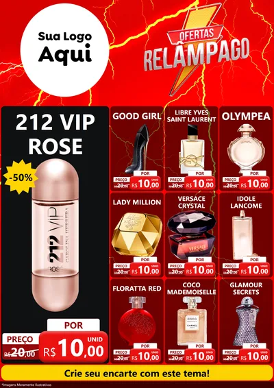Modelo de Encarte para Encarte A4 Vertical com o tema Ofertas Relâmpago para Perfumes