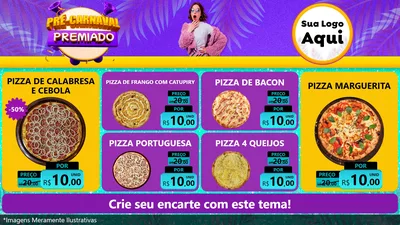 Modelo de TV para TV Horizontal com o tema Pré-Carnaval Premiado para Pizzaria
