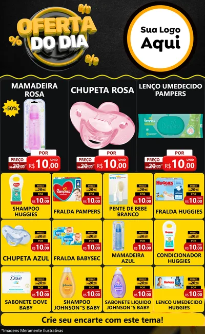 Modelo de Encarte para Encarte Grande com o tema Oferta Do Dia para Bebês