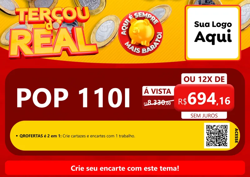 Modelo de Cartaz para Cartaz A4 Horizontal com o tema Terçou do Real para Concessionaria de Motos