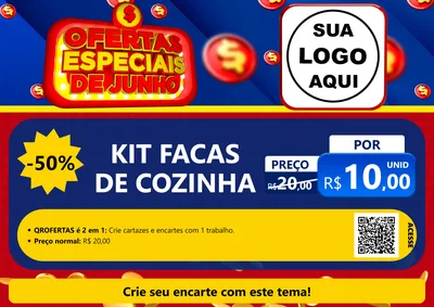 Modelo de Cartaz para Cartaz A4 Horizontal com o tema Ofertas Especiais de Junho para Utilidades Domésticas