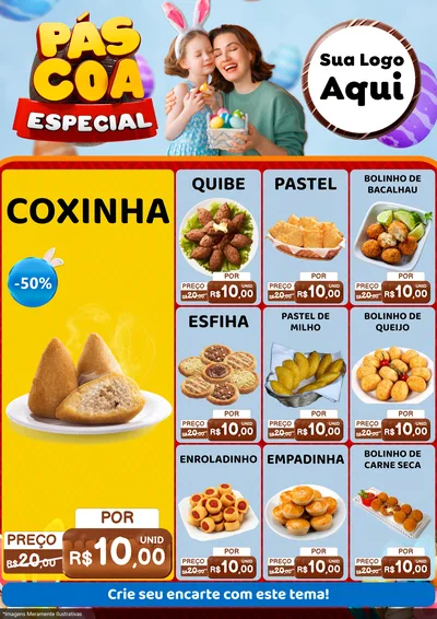 Modelo de Encarte para Encarte A4 Vertical com o tema Páscoa Especial para Salgadaria