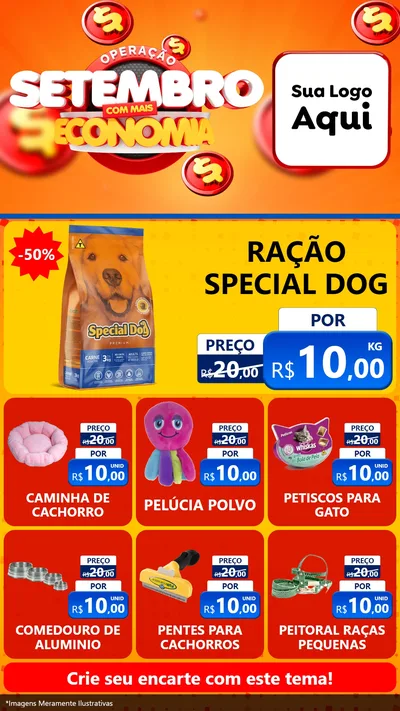 Modelo de Rede Social para Stories com o tema Operação Setembro Com Muita Economia para Pet Shop