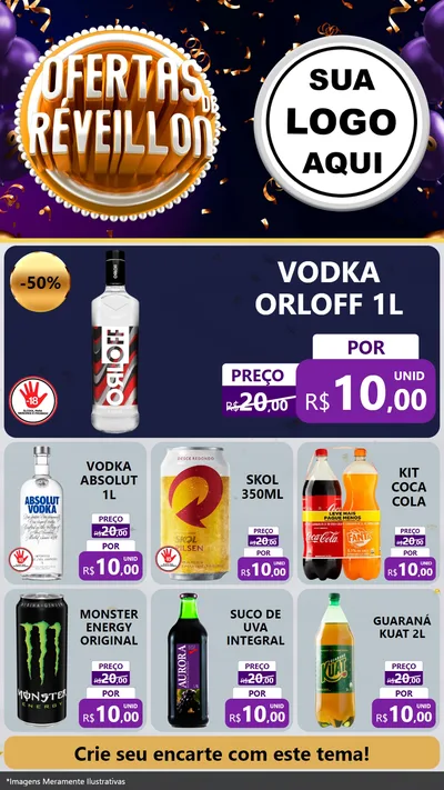 Modelo de Rede Social para Stories com o tema Ofertas de Réveillon para Distribuidora de bebidas
