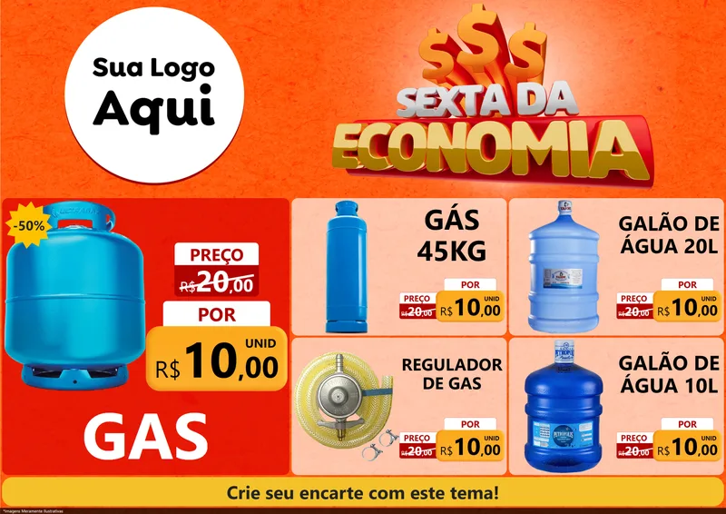 Modelo de Encarte para Encarte A4 Horizontal com o tema Sexta da Economia para Água e gás