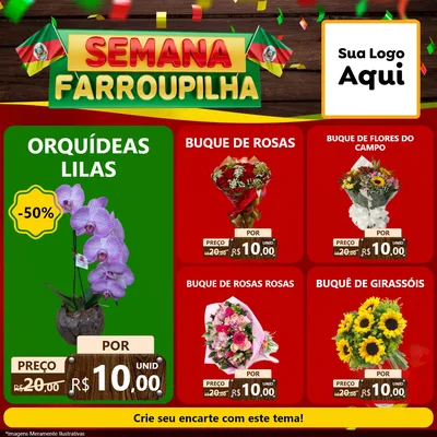 Modelo de Rede Social para Feed Facebook com o tema Semana Farroupilha para Floricultura e jardim