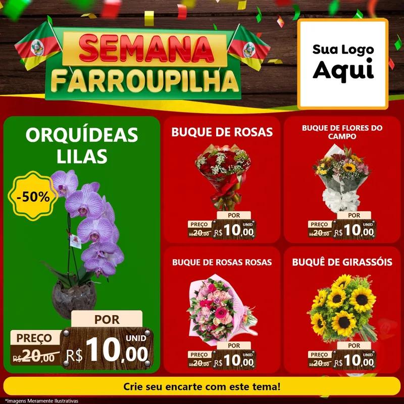 Modelo de Rede Social para Feed Facebook com o tema Semana Farroupilha para Floricultura e jardim