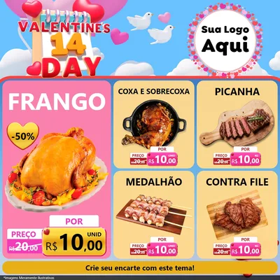 Modelo de Rede Social para Feed Facebook com o tema Valentine's Day para Assados