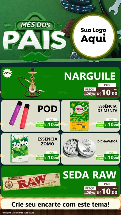 Modelo de TV para TV Vertical com o tema Mês dos Pais para Tabacaria