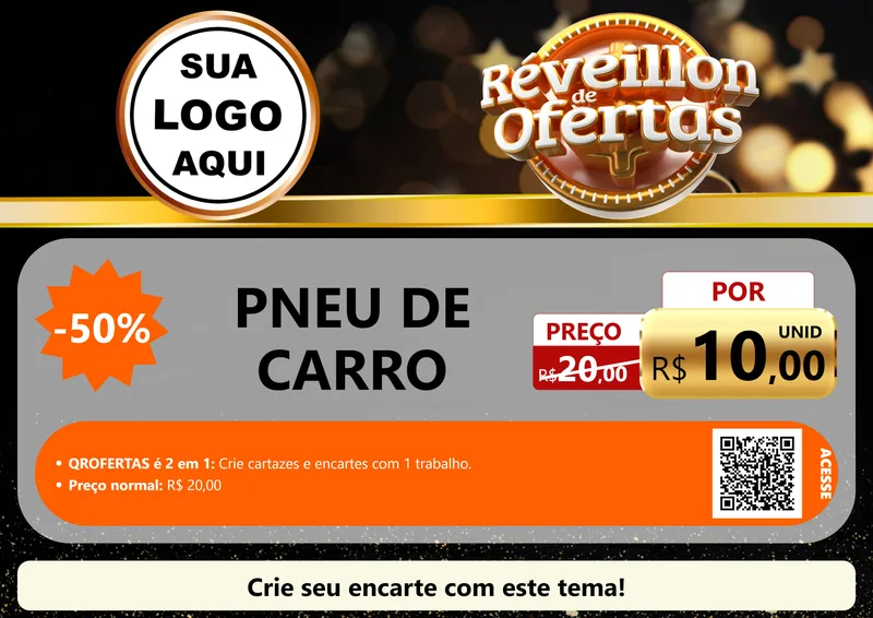 Modelo de Cartaz para Cartaz A4 Horizontal com o tema Réveillon de Ofertas para Auto peças