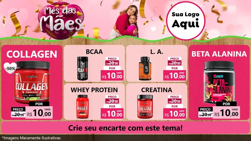 Modelo de TV para TV Horizontal com o tema Mês das Mães para Suplementos alimentares