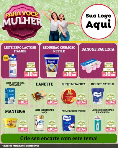 Modelo de Rede Social para Feed Instagram com o tema Para Você Mulher para Frios e Laticínios