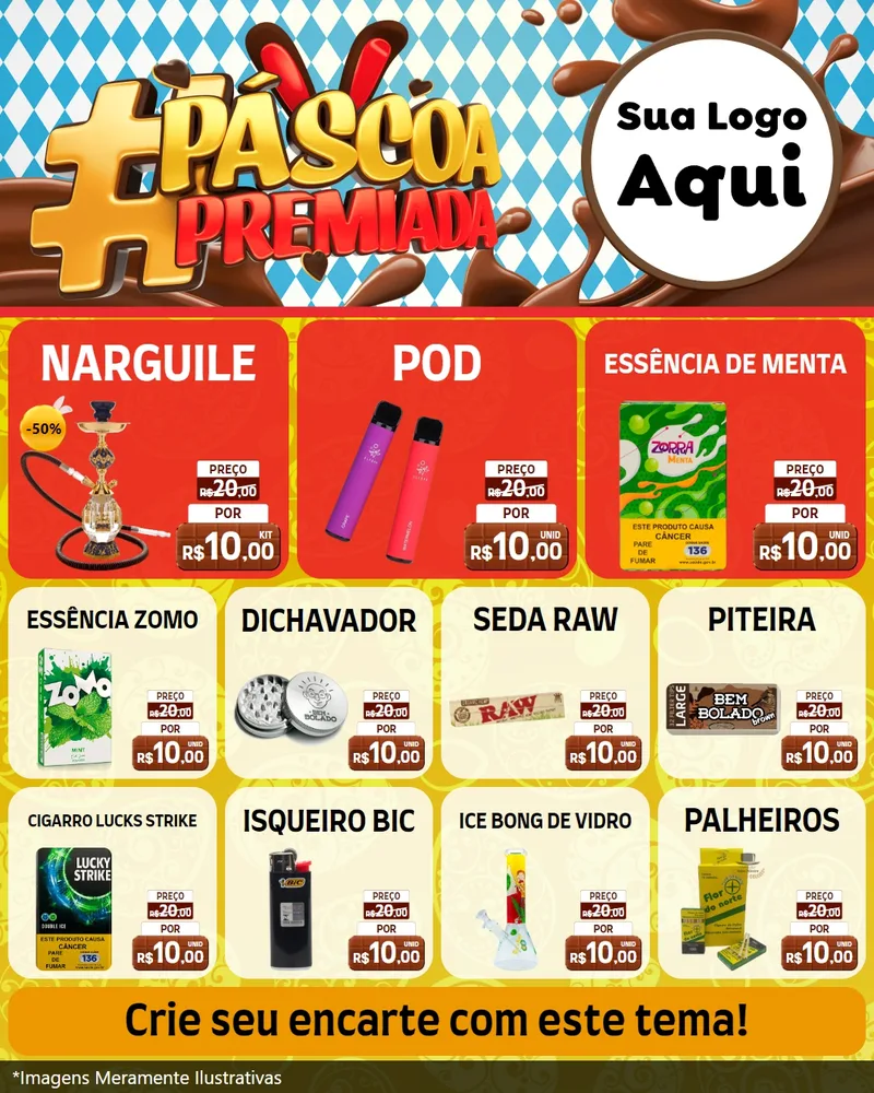 Modelo de Rede Social para Feed Instagram com o tema Páscoa Premiada para Tabacaria