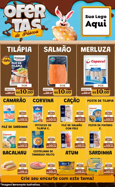 Modelo de Encarte para Encarte Grande com o tema Ofertas de Páscoa para Peixaria