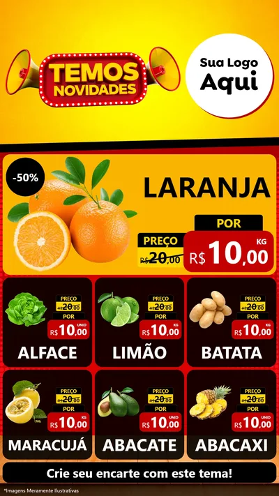 Modelo de Rede Social para Stories com o tema Temos Novidades para Hortifrúti
