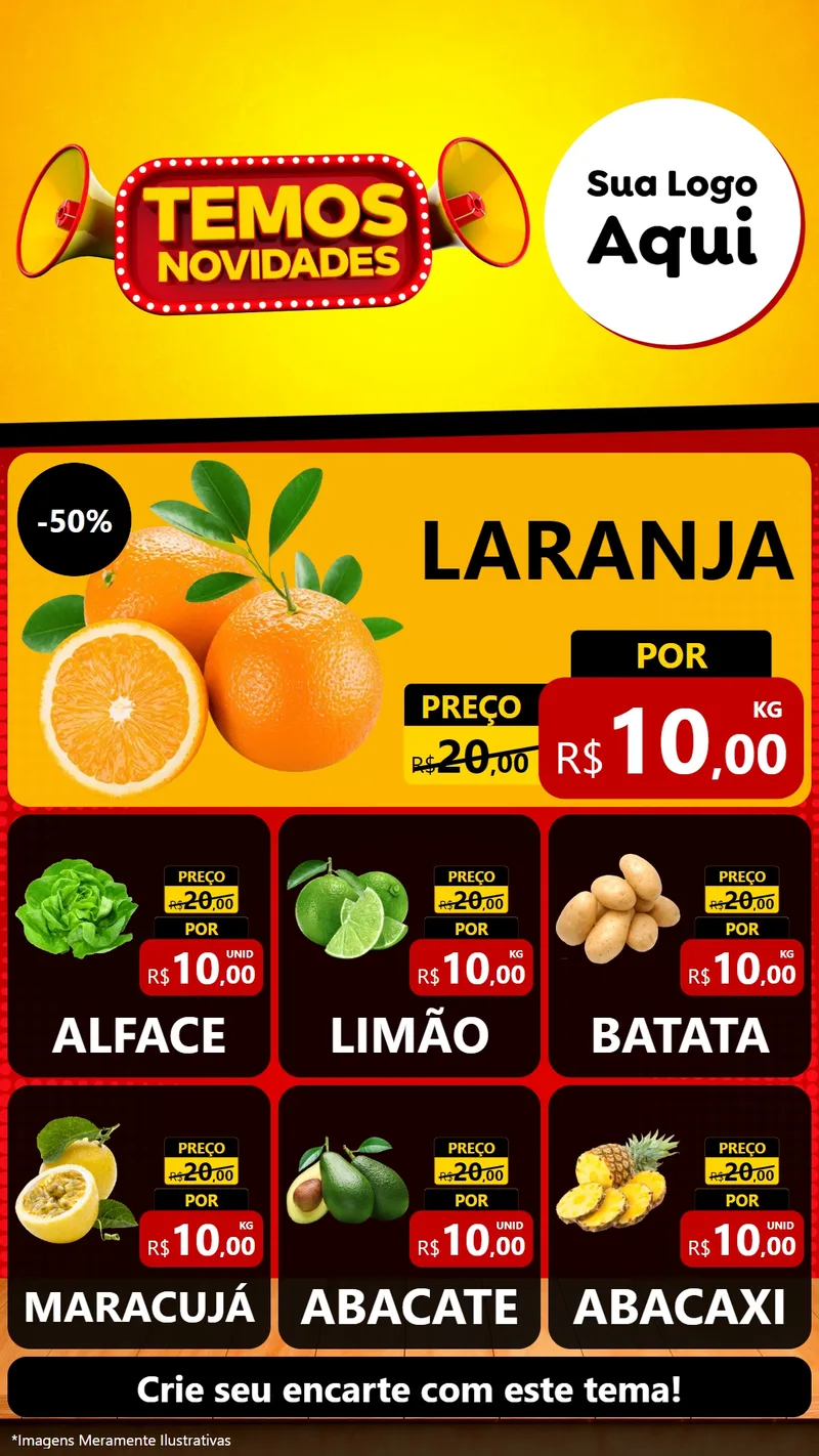 Modelo de Rede Social para Stories com o tema Temos Novidades para Hortifrúti