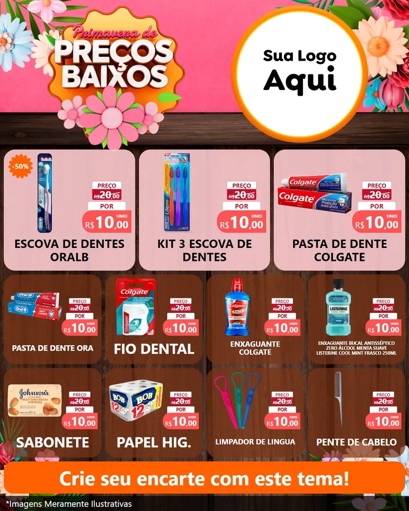 Modelo de Rede Social para Feed Instagram com o tema Primavera de Preços Baixos para Higiene Pessoal
