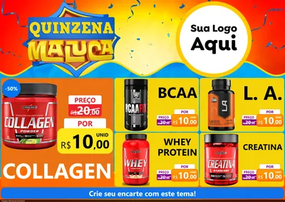 Modelo de Encarte para Encarte A4 Horizontal com o tema Quinzena Maluca para Suplementos alimentares