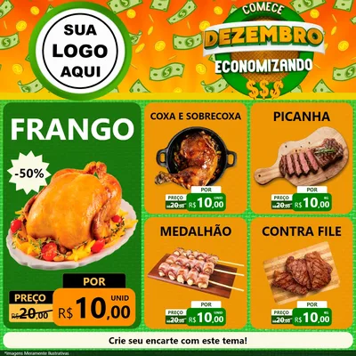 Modelo de Rede Social para Feed Facebook com o tema Comece Dezembro Economizando para Assados