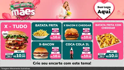 Modelo de TV para TV Horizontal com o tema Feliz Dia das Mães para Hamburgueria
