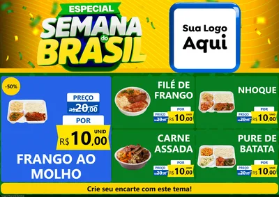 Modelo de Encarte para Encarte A4 Horizontal com o tema Especial Semana do Brasil para Restaurante