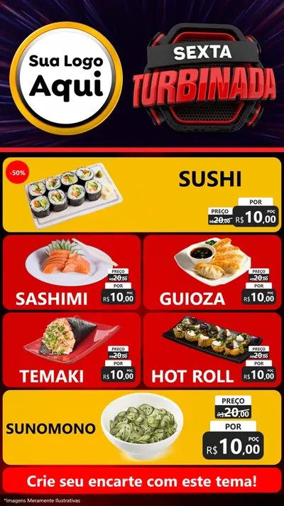Modelo de TV para TV Vertical com o tema Sexta Turbinada para Comida japonesa