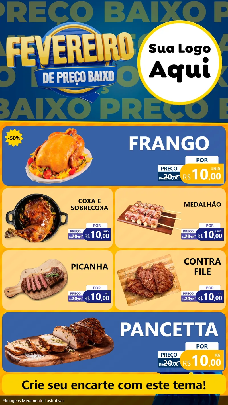 Modelo de TV para TV Vertical com o tema Fevereiro de Preço Baixo para Assados