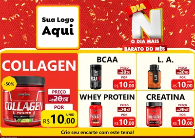 Modelo de Encarte para Encarte A4 Horizontal com o tema Dia N o Dia Mais Barato do Mês para Suplementos alimentares
