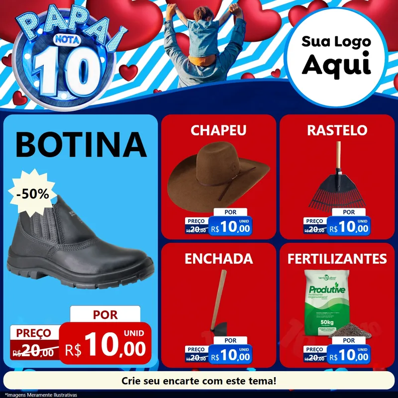 Modelo de Rede Social para Feed Facebook com o tema Papai Nota 10 para Agropecuária