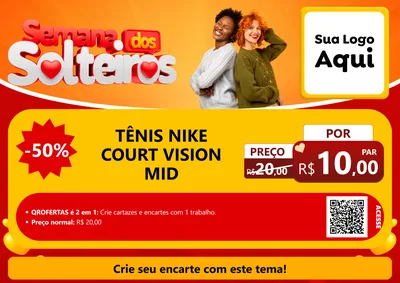 Modelo de Cartaz para Cartaz A4 Horizontal com o tema Semana dos Solteiros para Calçados