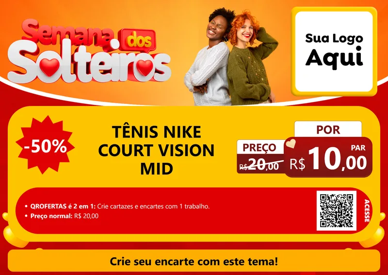 Modelo de Cartaz para Cartaz A4 Horizontal com o tema Semana dos Solteiros para Calçados