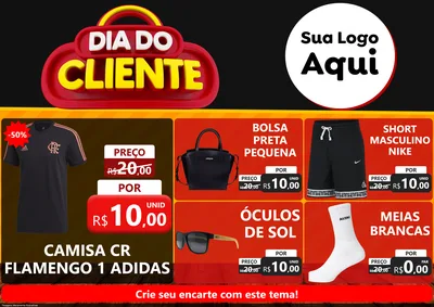 Modelo de Encarte para Encarte A4 Horizontal com o tema Dia do Cliente para Roupas e acessórios