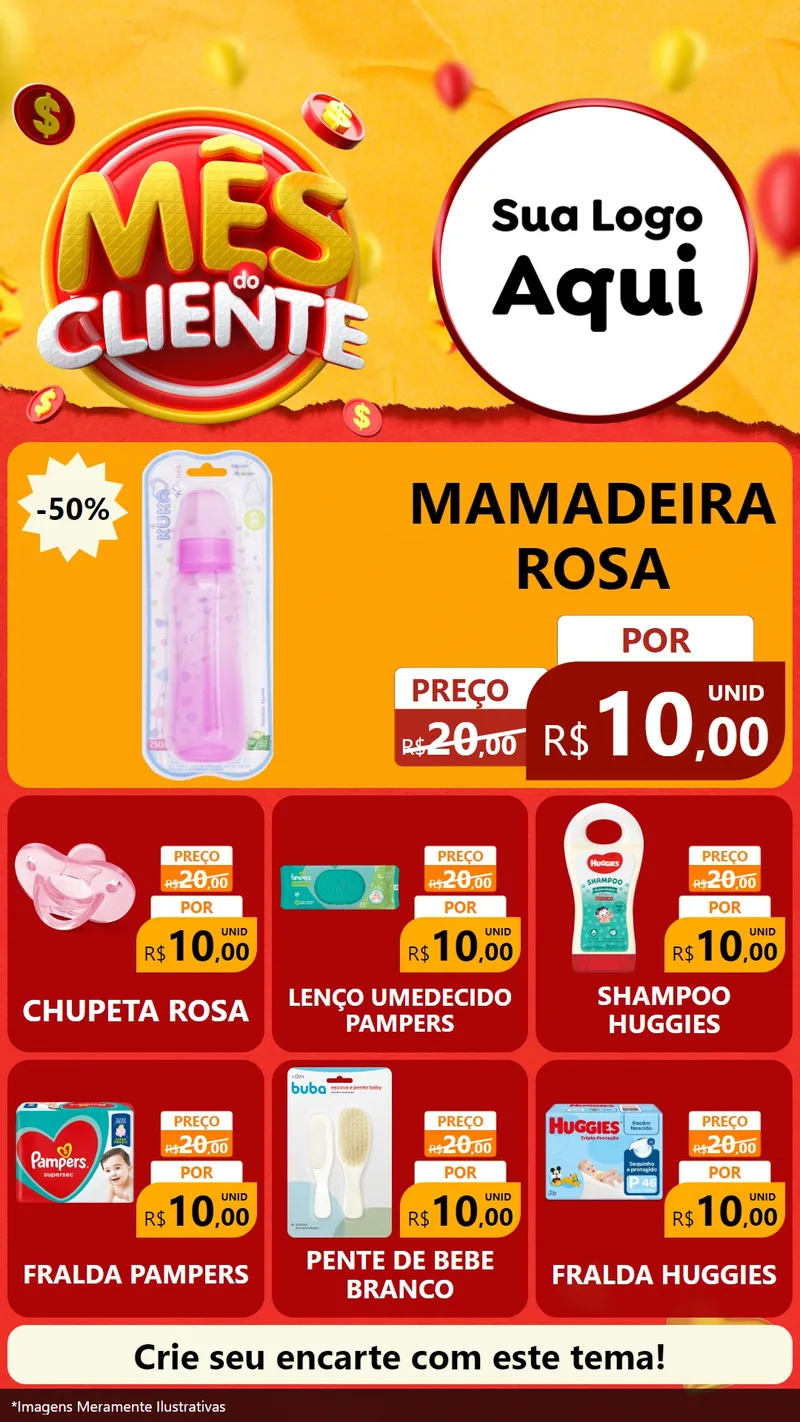 Modelo de Rede Social para Stories com o tema Mês do Cliente para Bebês