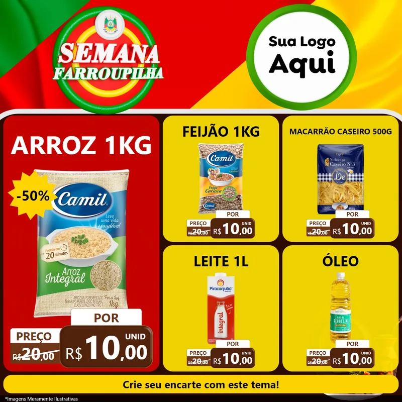 Modelo de Rede Social para Feed Facebook com o tema Semana Farroupilha para Supermercado