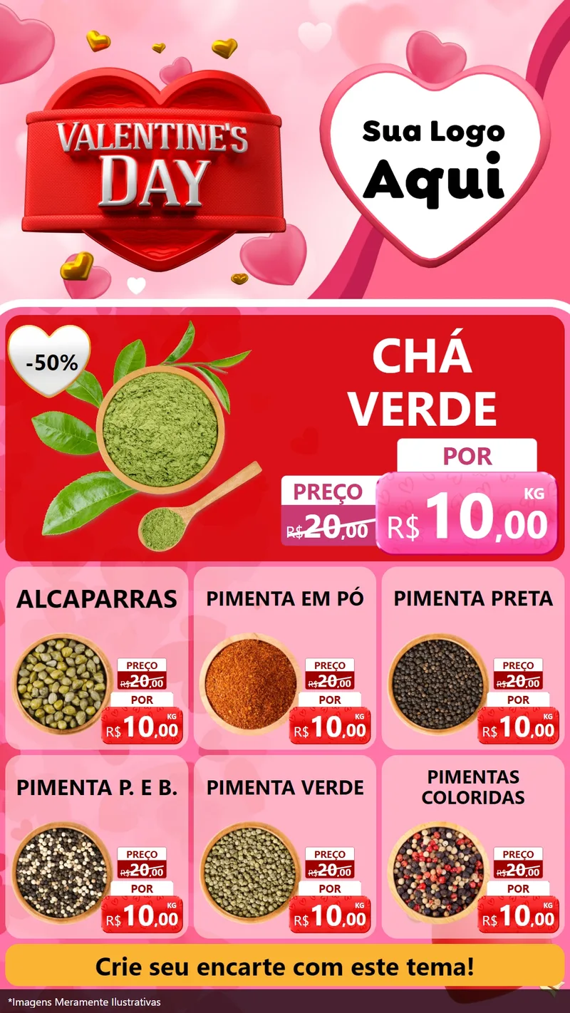 Modelo de Rede Social para Stories com o tema Valentine's Day para Produtos Naturais