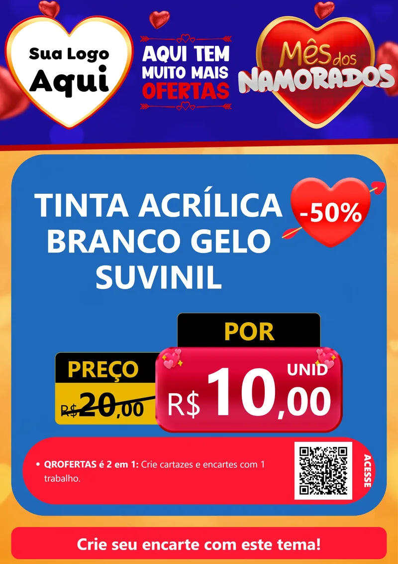 Modelo de Cartaz para Cartaz A4 Vertical com o tema Mês dos Namorados para Tintas e Ferramentas