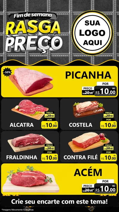 Modelo de TV para TV Vertical com o tema Fim de Semana Rasga Preço para Açougue