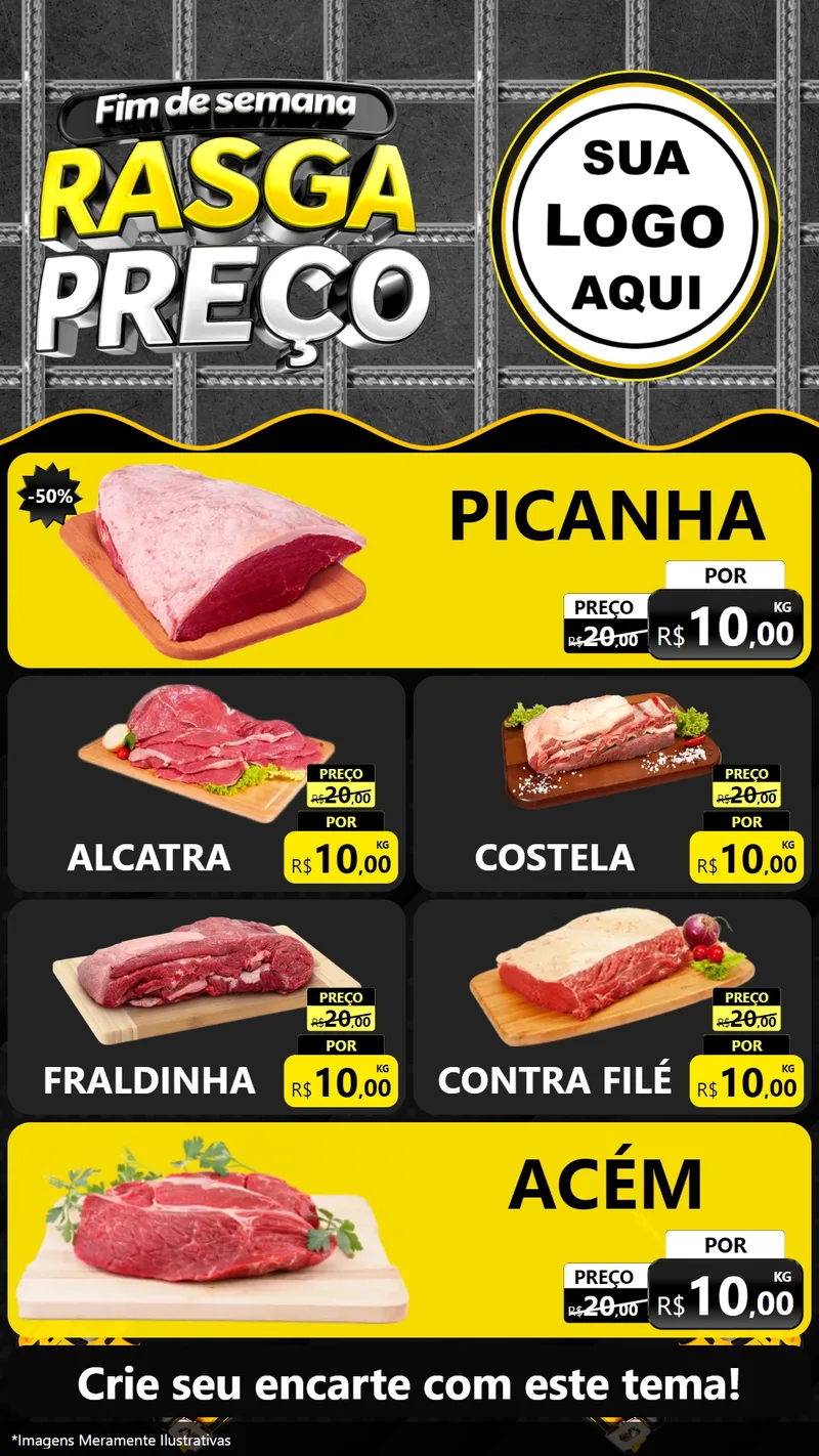 Modelo de TV para TV Vertical com o tema Fim de Semana Rasga Preço para Açougue