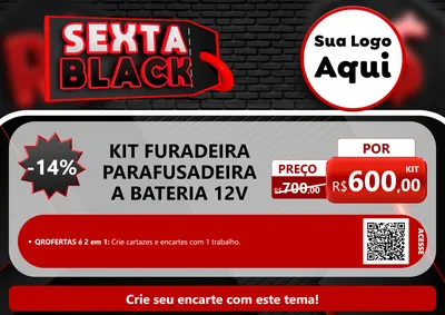 Modelo de Cartaz para Cartaz A4 Horizontal com o tema Sexta Black para Maquinas e Ferramentas