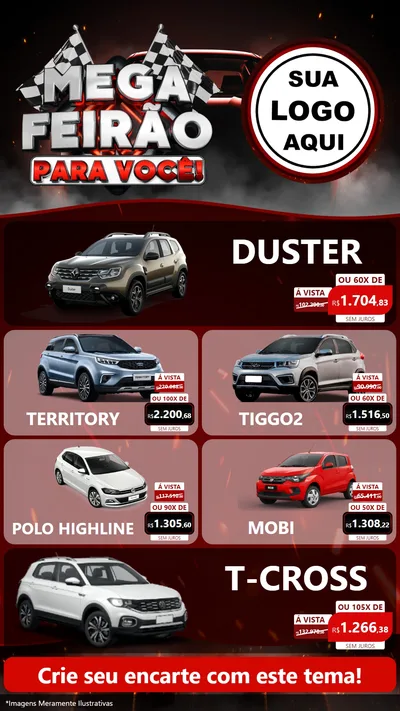 Modelo de TV para TV Vertical com o tema Mega Feirão Para Você! - Autopeças para Concessionaria de Carros