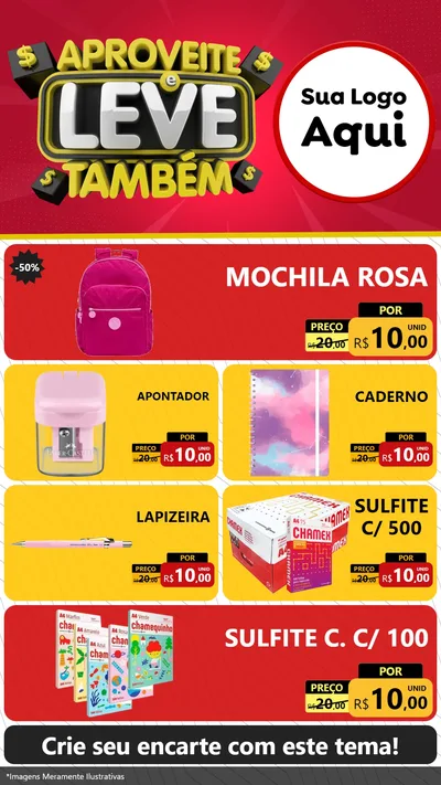 Modelo de TV para TV Vertical com o tema Aproveite e Leve Também para Papelaria