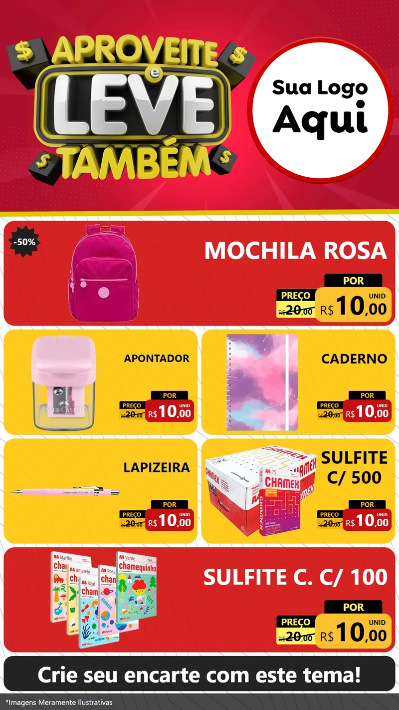 Modelo de TV para TV Vertical com o tema Aproveite e Leve Também para Papelaria