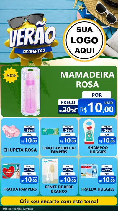 Modelo de Rede Social para Stories com o tema Verão de Ofertas para Bebês