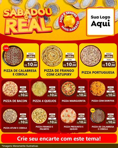 Modelo de Rede Social para Feed Instagram com o tema Sabadou do Real para Pizzaria