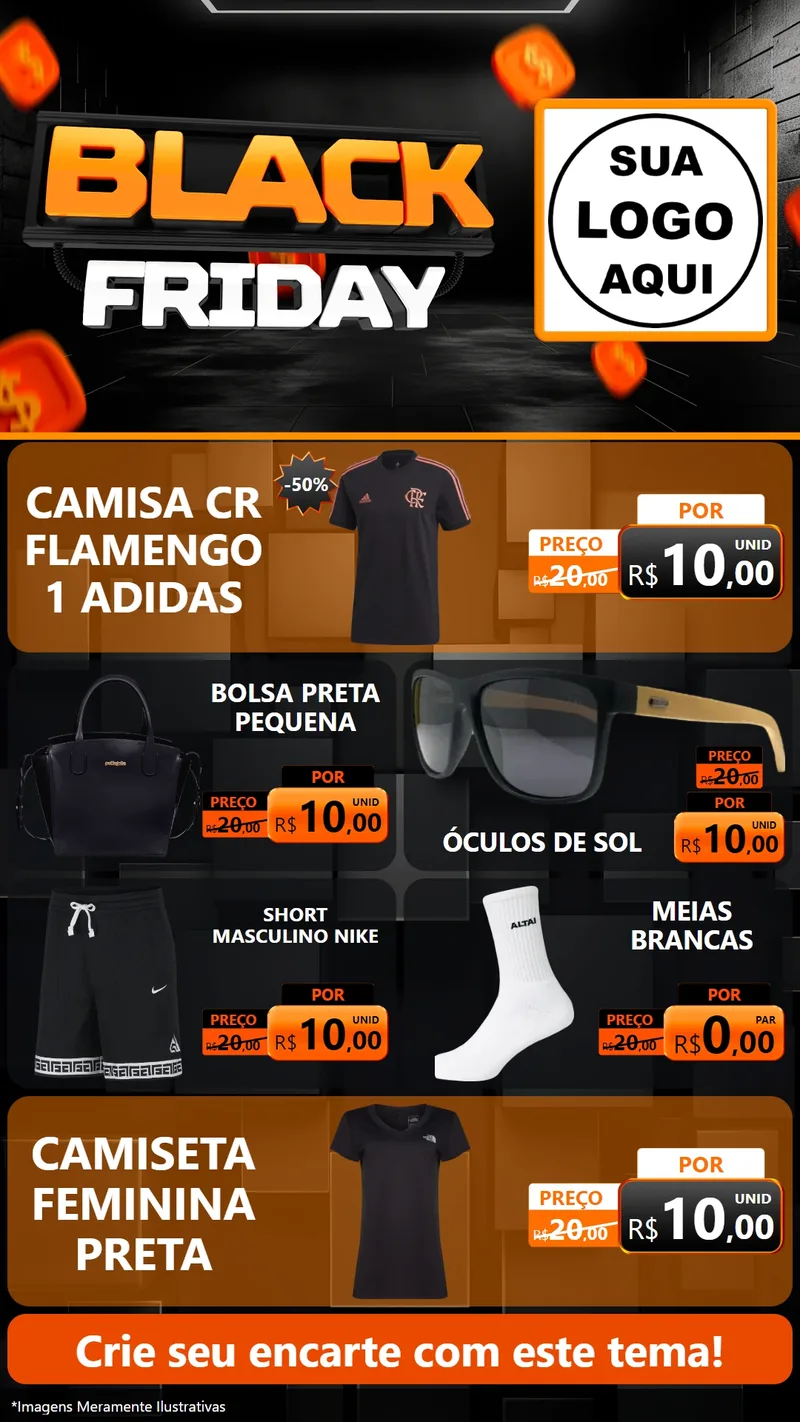 Modelo de TV para TV Vertical com o tema Black Friday para Roupas e acessórios