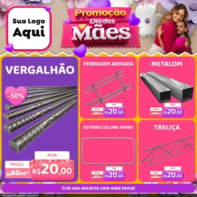 Modelo de Rede Social para Feed Facebook com o tema Promoção Dia das Mães para Ferragens