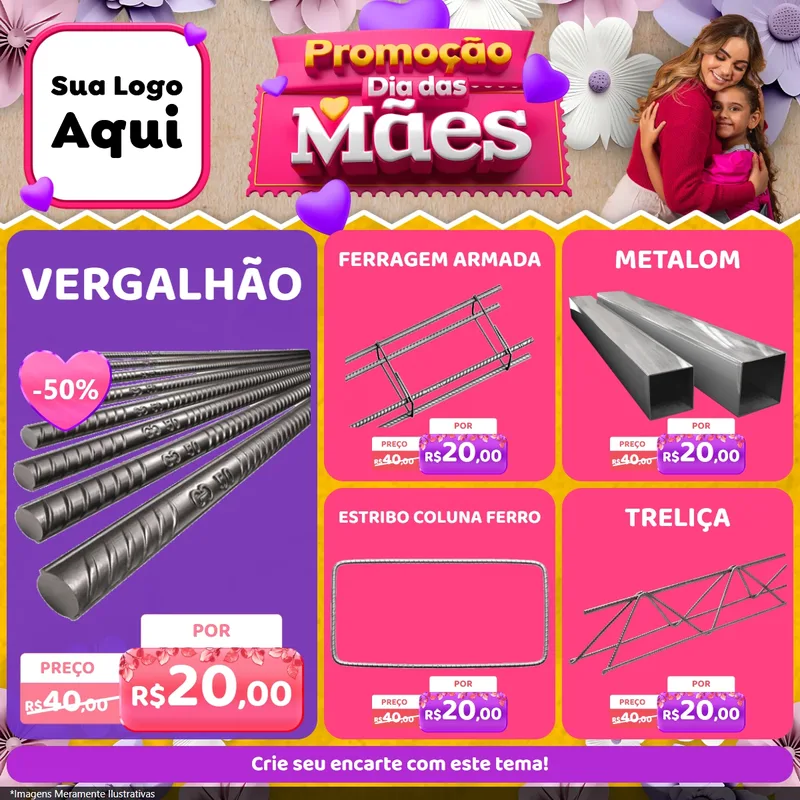 Modelo de Rede Social para Feed Facebook com o tema Promoção Dia das Mães para Ferragens